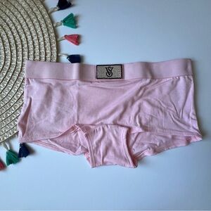 Victoria's Secret Logo Cotton Boyshort Panty Pretty Blossom XS NEW